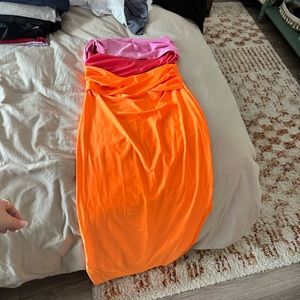 Tight orange and pink dress